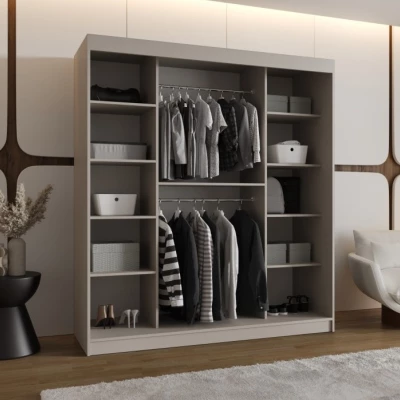 Šatní skříň s posuvnými dveřmi 180 cm CASANDRA - kašmír