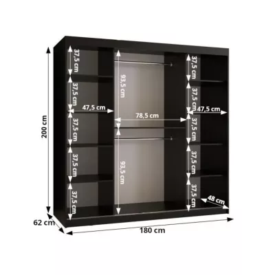 Šatní skříň s posuvnými dveřmi 180 cm CASANDRA - kašmír
