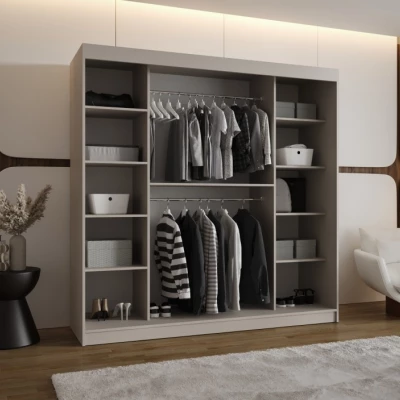 Šatní skříň s posuvnými dveřmi 200 cm CASANDRA - kašmír