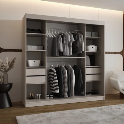 Šatní skříň s posuvnými dveřmi 200 cm CASANDRA - kašmír