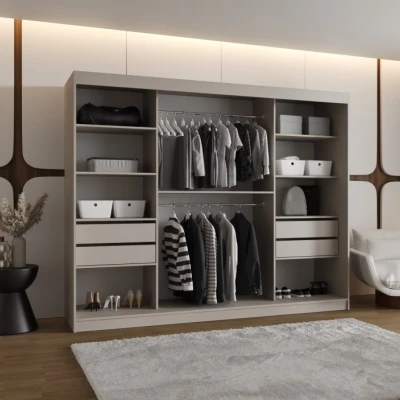 Šatní skříň s posuvnými dveřmi 250 cm CASANDRA - kašmír