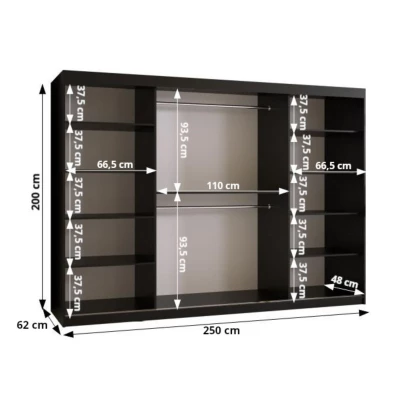 Šatní skříň s posuvnými dveřmi 250 cm CASANDRA - kašmír