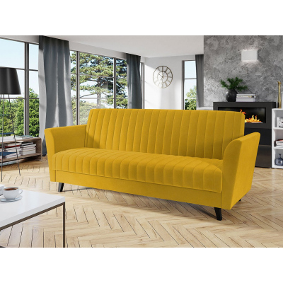 VÝPRODEJ - Rozkládací pohovka s úložným prostorem ZIMURA - žlutá