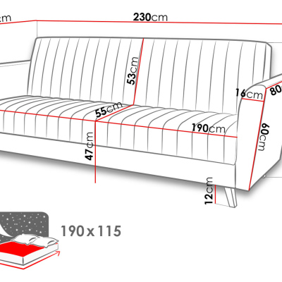 VÝPRODEJ - Rozkládací pohovka s úložným prostorem ZIMURA - žlutá