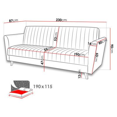 VÝPRODEJ - Rozkládací pohovka s úložným prostorem ZIMURA - žlutá