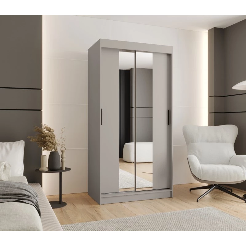 Šatní skříň 100 cm CASANDRA se zrcadlem - kašmír