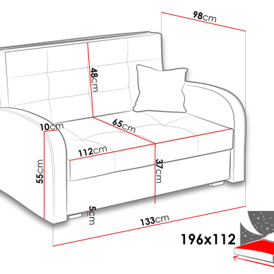 VÝPRODEJ - Rozkládací pohovka s úložným prostorem BELA GOLD 2 - červená
