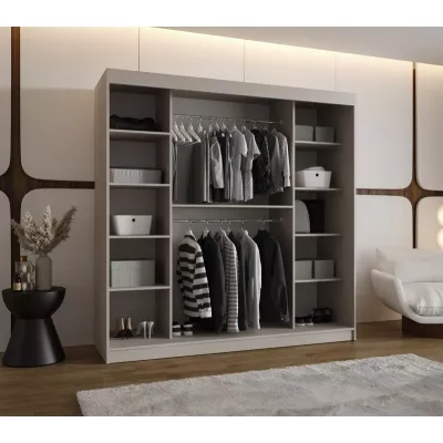 Šatní skříň 200 cm CASANDRA se zrcadlem - kašmír