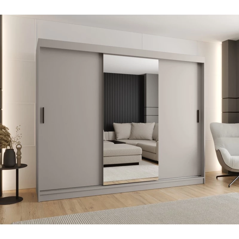 Šatní skříň 250 cm CASANDRA se zrcadlem - kašmír