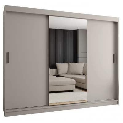 Šatní skříň 250 cm CASANDRA se zrcadlem - kašmír