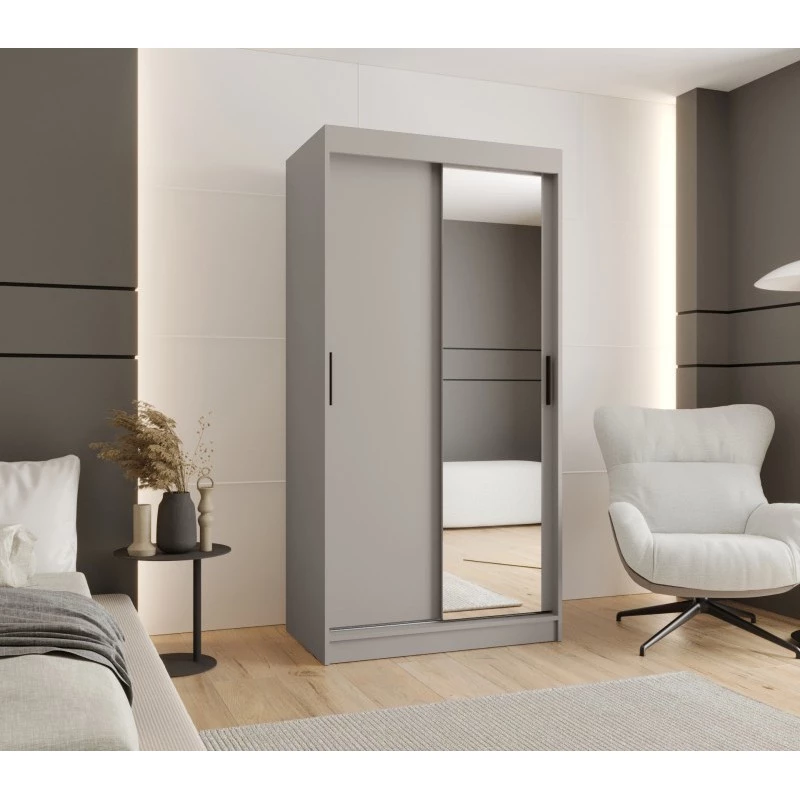 Dvoudveřová šatní skříň 100 cm CASANDRA se zrcadlem - kašmír