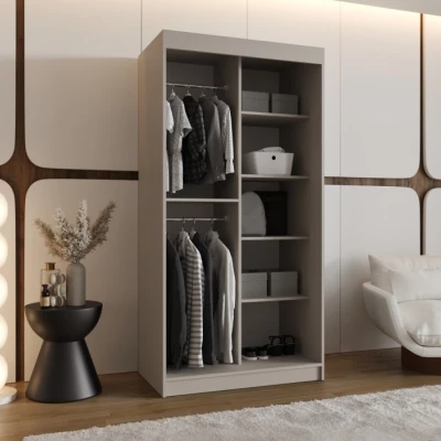 Dvoudveřová šatní skříň 100 cm CASANDRA se zrcadlem - kašmír