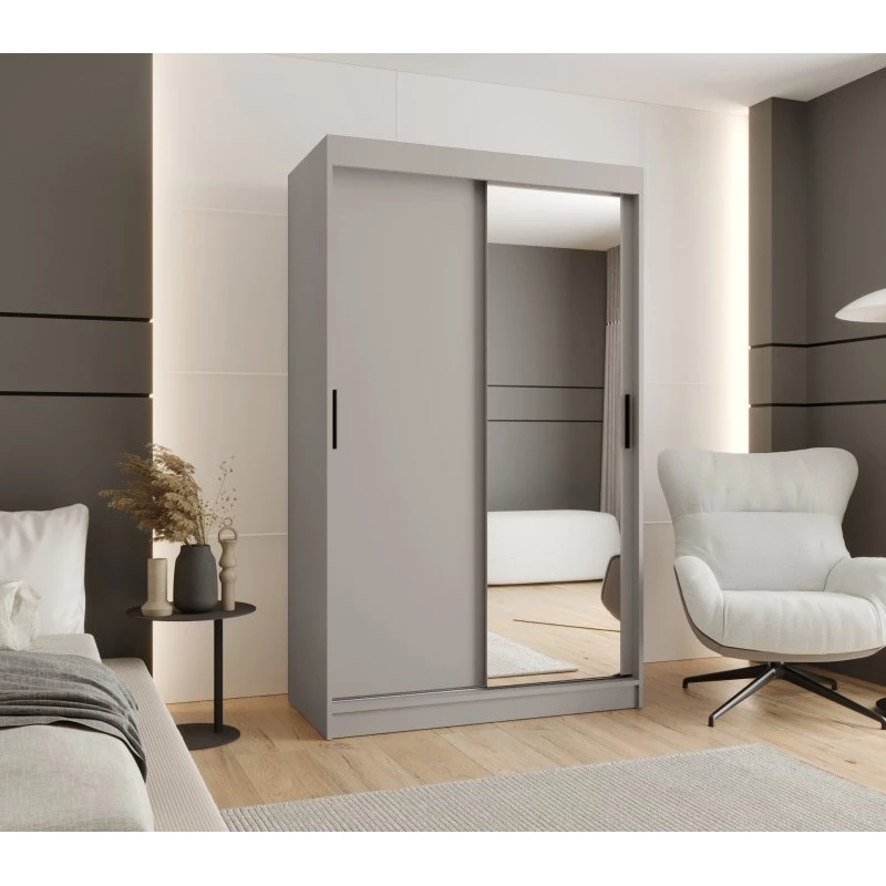 Dvoudveřová šatní skříň 120 cm CASANDRA se zrcadlem - kašmír