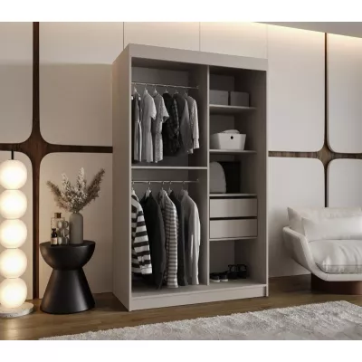 Dvoudveřová šatní skříň 120 cm CASANDRA se zrcadlem - kašmír