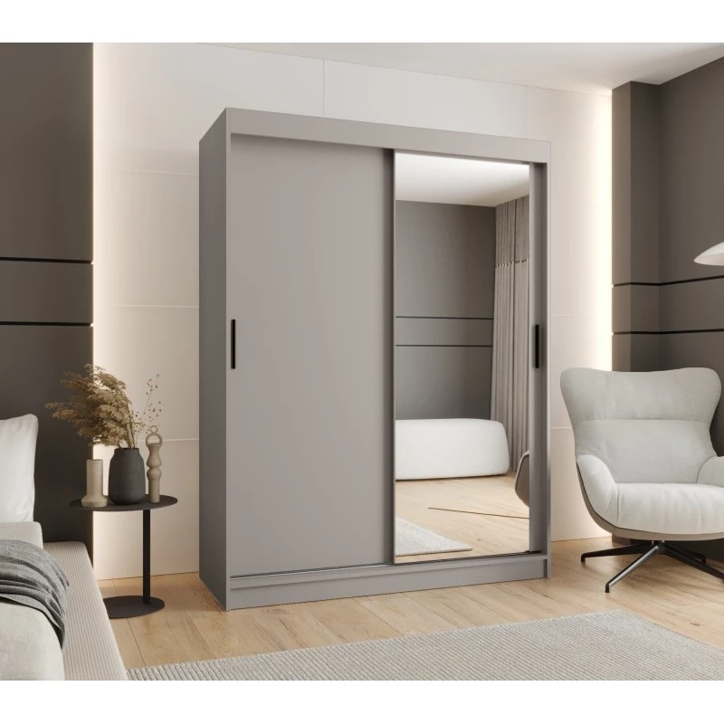Dvoudveřová šatní skříň 150 cm CASANDRA se zrcadlem - kašmír