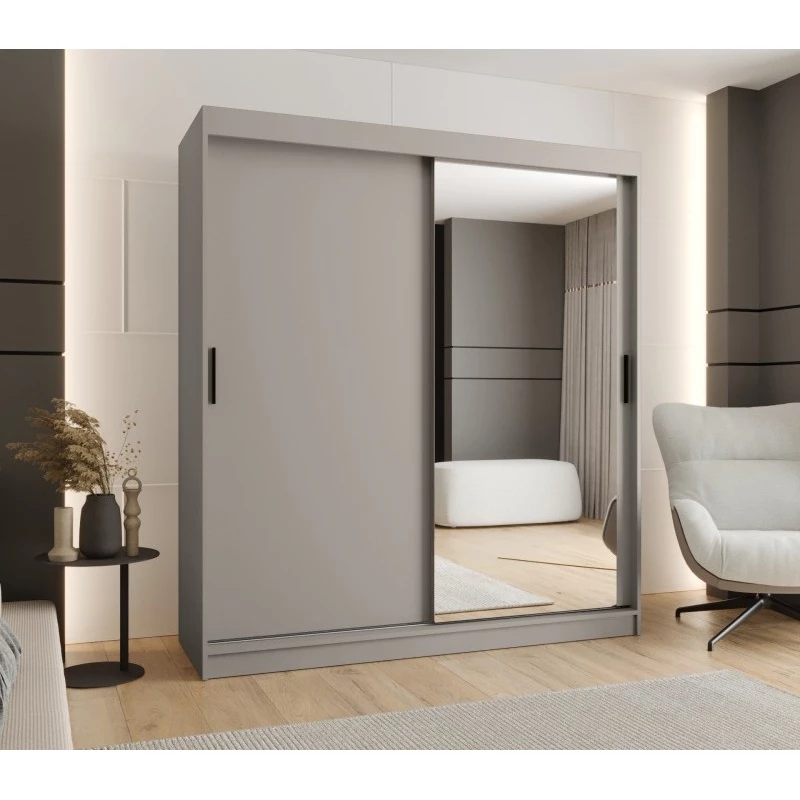 Dvoudveřová šatní skříň 180 cm CASANDRA se zrcadlem - kašmír