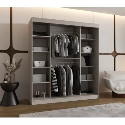 Dvoudveřová šatní skříň 180 cm CASANDRA se zrcadlem - kašmír