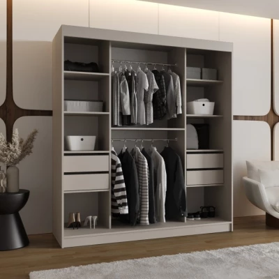 Dvoudveřová šatní skříň 180 cm CASANDRA se zrcadlem - kašmír