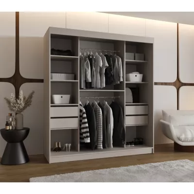 Dvoudveřová šatní skříň 180 cm CASANDRA se zrcadlem - kašmír