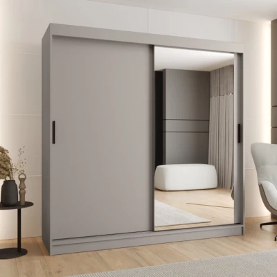 Dvoudveřová šatní skříň 200 cm CASANDRA se zrcadlem - kašmír