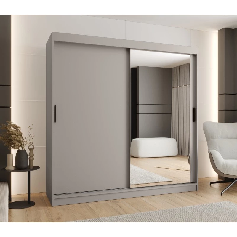 Dvoudveřová šatní skříň 200 cm CASANDRA se zrcadlem - kašmír