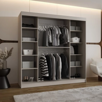 Dvoudveřová šatní skříň 200 cm CASANDRA se zrcadlem - kašmír