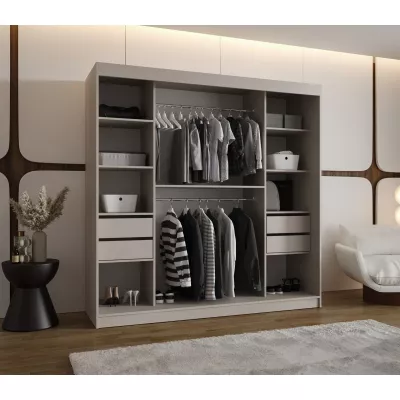 Dvoudveřová šatní skříň 200 cm CASANDRA se zrcadlem - kašmír