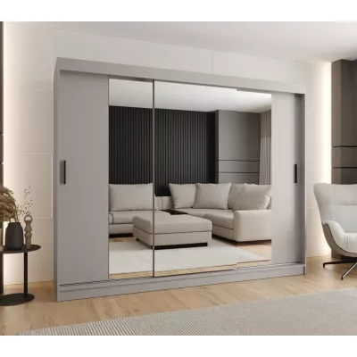 Třídveřová šatní skříň 250 cm CASANDRA se zrcadlem - kašmír