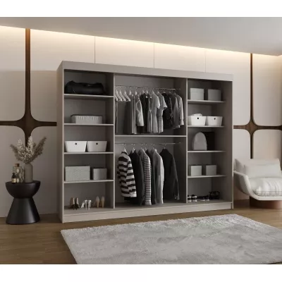 Třídveřová šatní skříň 250 cm CASANDRA se zrcadlem - kašmír