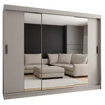 Třídveřová šatní skříň 250 cm CASANDRA se zrcadlem - kašmír