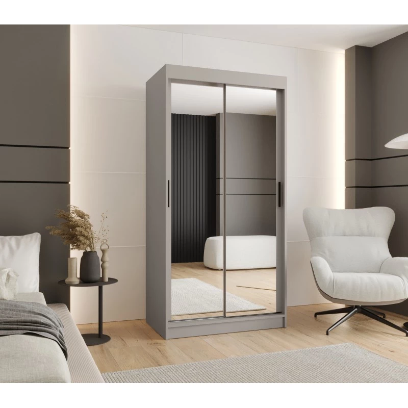 Zrcadlová šatní skříň 100 cm CASANDRA - kašmír