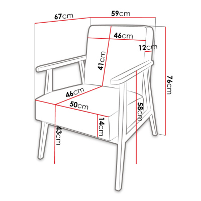 VÝPRODEJ - Retro křeslo VARGON - růžové