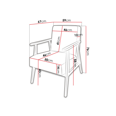 VÝPRODEJ - Retro křeslo VARGON - růžové