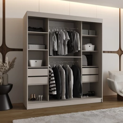 Zrcadlová šatní skříň 180 cm CASANDRA - kašmír