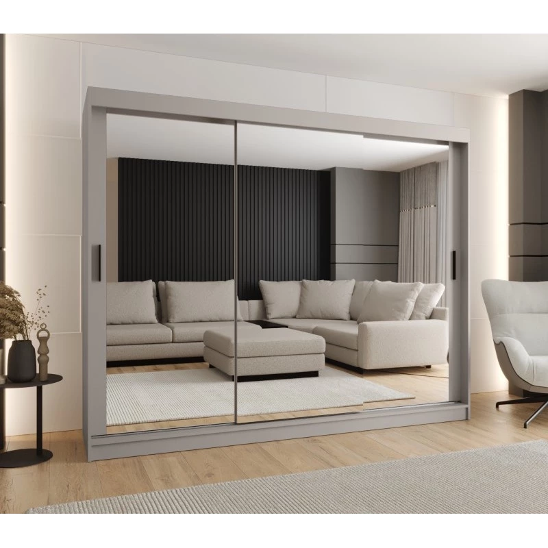 Zrcadlová šatní skříň 250 cm CASANDRA - kašmír