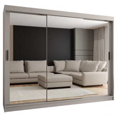 Zrcadlová šatní skříň 250 cm CASANDRA - kašmír