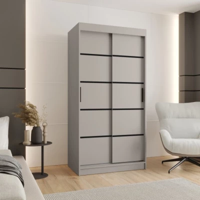 Úzká šatní skříň 100 cm CASANDRA - kašmír / černá
