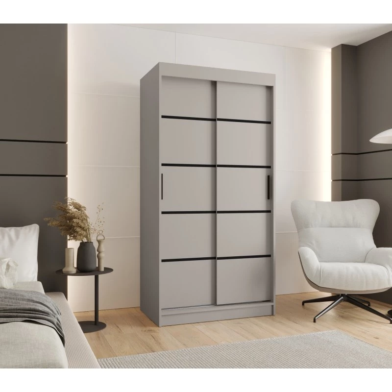 Úzká šatní skříň 100 cm CASANDRA - kašmír / černá