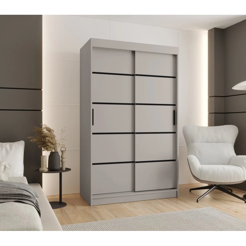 Úzká šatní skříň 120 cm CASANDRA - kašmír / černá