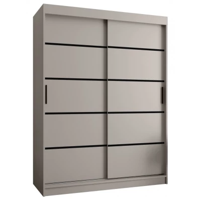 Široká šatní skříň 150 cm CASANDRA - kašmír / černá