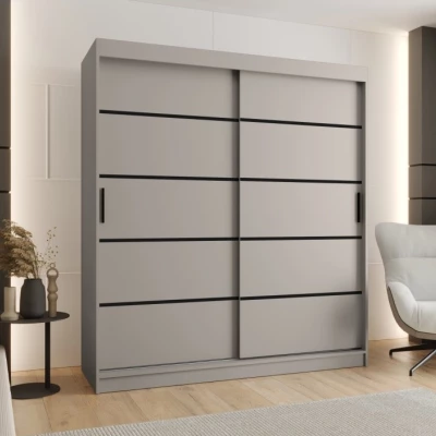 Široká šatní skříň 180 cm CASANDRA - kašmír / černá