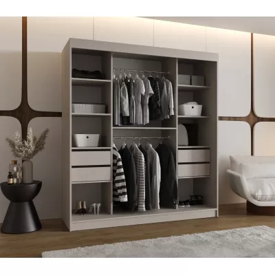 Široká šatní skříň 180 cm CASANDRA - kašmír / černá