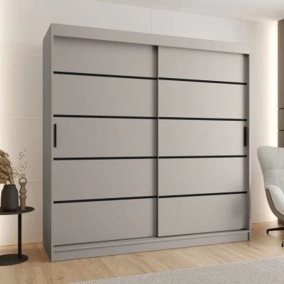 Široká šatní skříň 200 cm CASANDRA - kašmír / černá