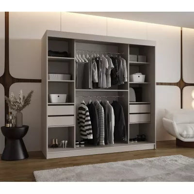 Široká šatní skříň 200 cm CASANDRA - kašmír / černá