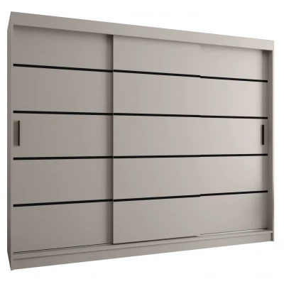 Široká šatní skříň 250 cm CASANDRA - kašmír / černá