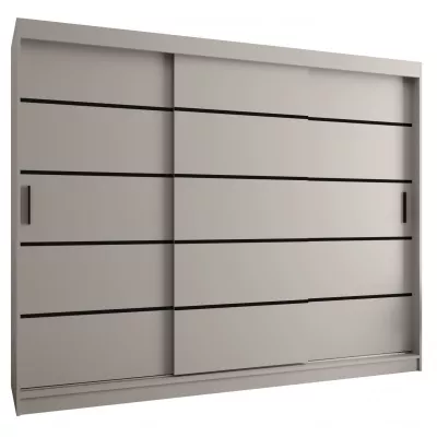 Široká šatní skříň 250 cm CASANDRA - kašmír / černá