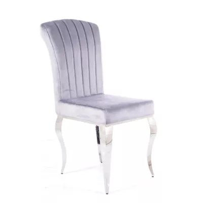 VÝPRODEJ - Stylová jídelní židle PREDRAG - chrom /šedá