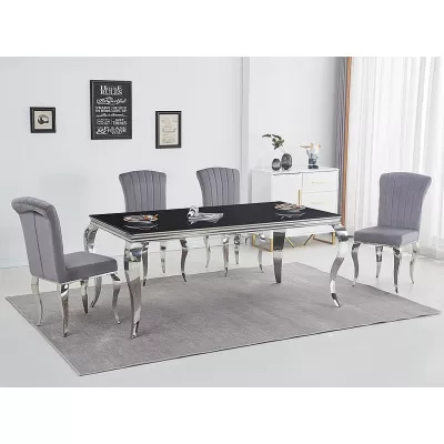 VÝPRODEJ - Stylová jídelní židle PREDRAG - chrom /šedá