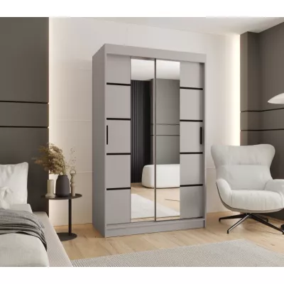 Úzká šatní skříň s posuvnými dveřmi 120 cm CASANDRA - kašmír / černá