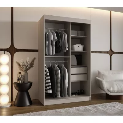 Úzká šatní skříň s posuvnými dveřmi 120 cm CASANDRA - kašmír / černá